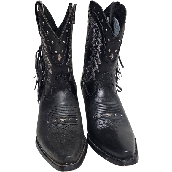 Durango Women's Crush Black Leather Pointed Snip Toe Cowboy Boots Rodeo Size 6.5 - Picture 2 of 14